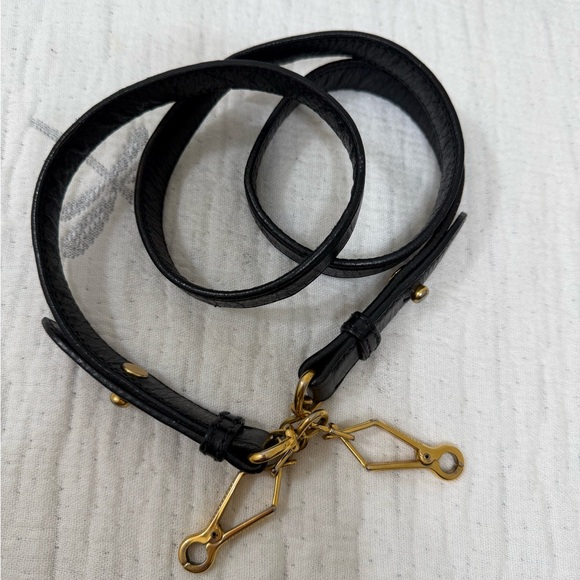 AUTHENTIC Miu Miu Black Leather Shoulder Bag with Gold Accents - Picture 7 of 14